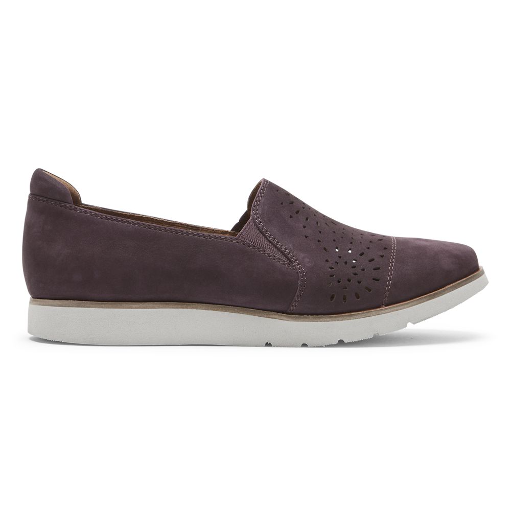 Sapatos Slip-On Rockport Cobb Hill Laci Twin-Gore Senhora - Roxo Escuro ( 073-FJDSRT )